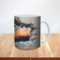 Personalized evening sky ceramic coffee cup. Sublimated sunset scene drinkware. Name printed on a sunset scene ceramic mug. 
